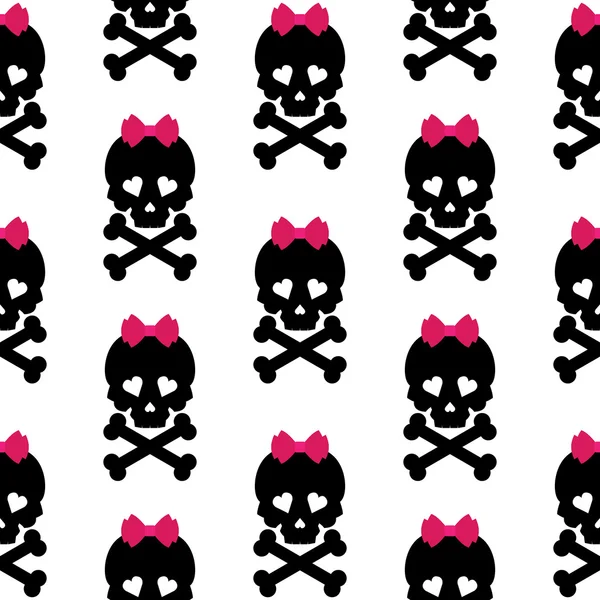 Skull with a bow, seamless pattern background — Stockfoto