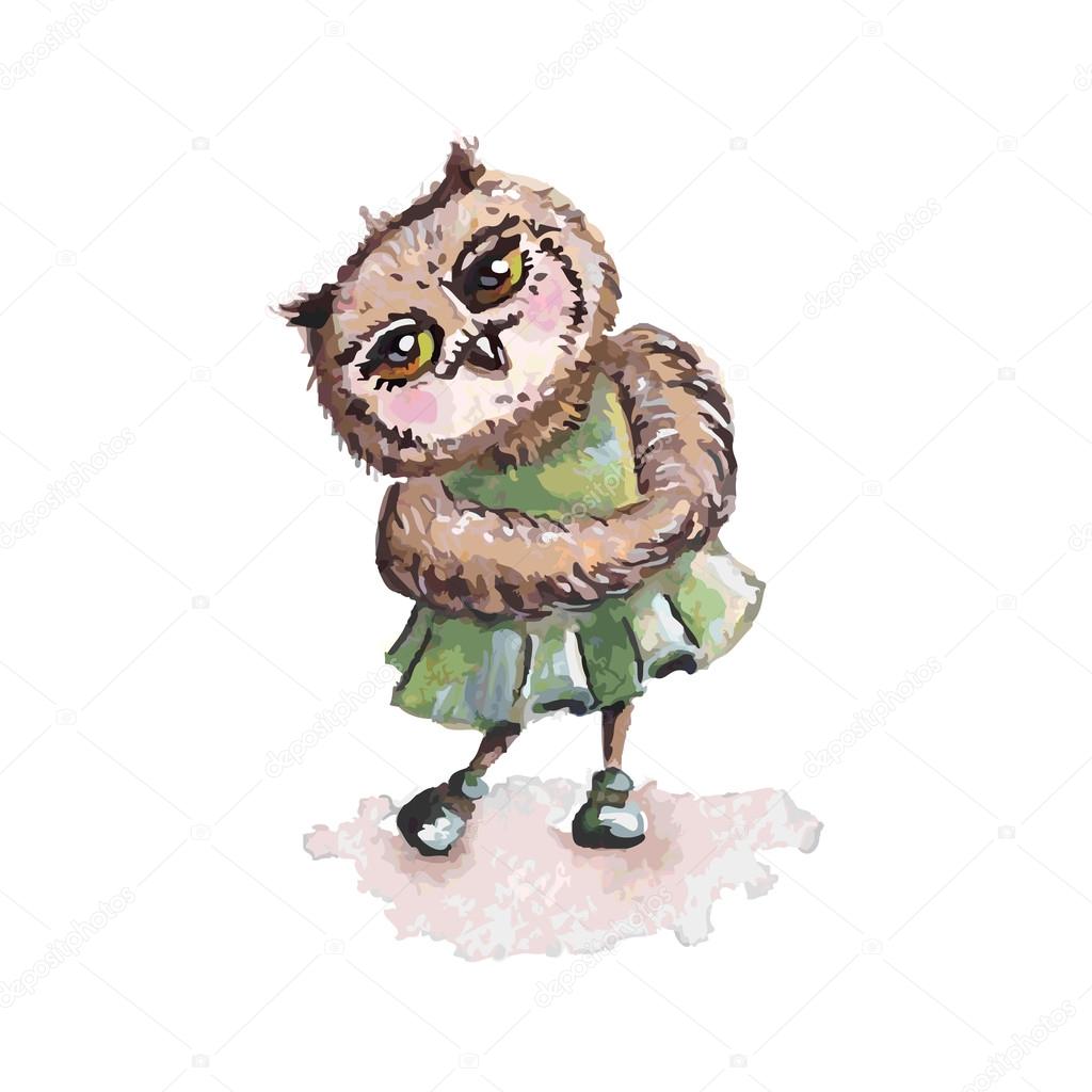 Cartoon owl concept design. Bird are isolated on white background.