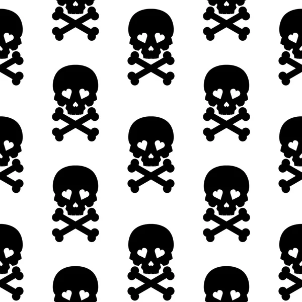 Skull Seamless pattern Vector background white black — Stock Vector