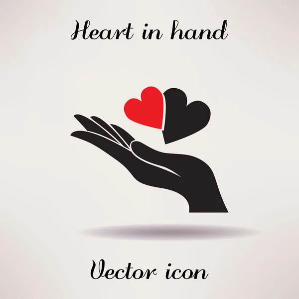 Pictografía del corazón en la mano Icono vectorial Plantilla para el diseño . — Archivo Imágenes Vectoriales