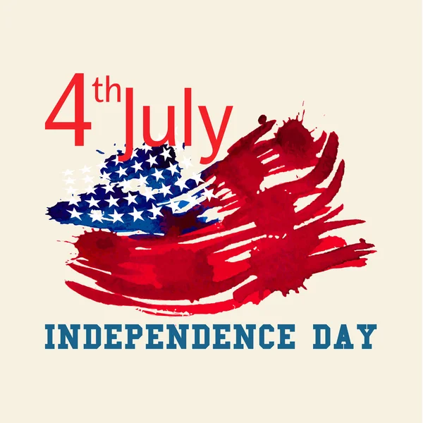 Amerikan bayrağı ile tebrik kartı. Bağımsızlık günü Amerika Birleşik Devletleri. — Stok Vektör