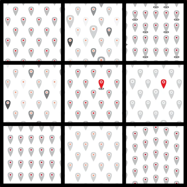 Padrão sem costura de localização ícones planos. Conjunto de vetores . —  Vetores de Stock