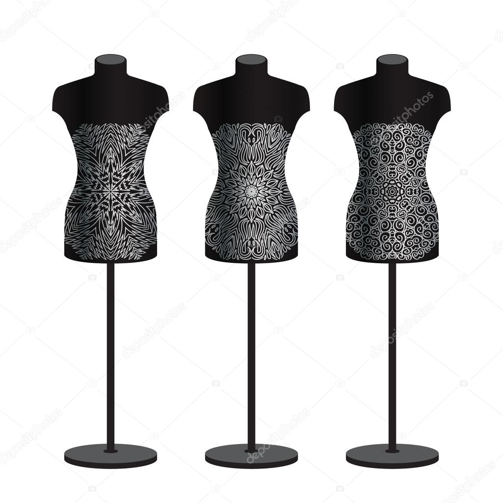 Mannequins for clothes on a white background. Vector set.