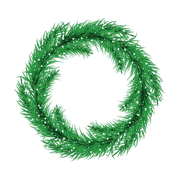 Corona de árbol de navidad verde. Ramas de abeto Vector . — Vector de stock