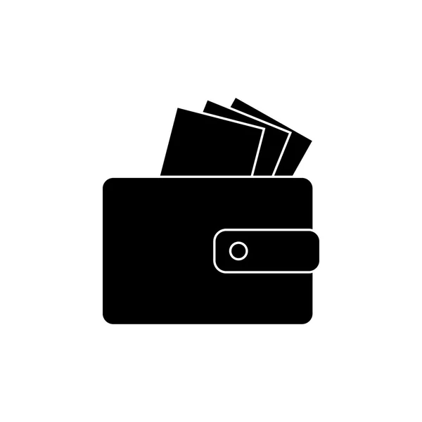 Ikona - peněženka s bankovkami, penězi. Design v plochém stylu. vektor. — Stockový vektor