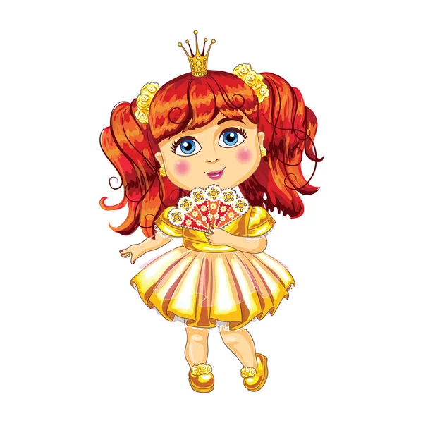 Bir sarı sevimli küçük Prenses elbise vektör.