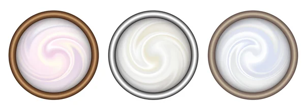 Bowl of cream on white background, top view. — Stock Vector