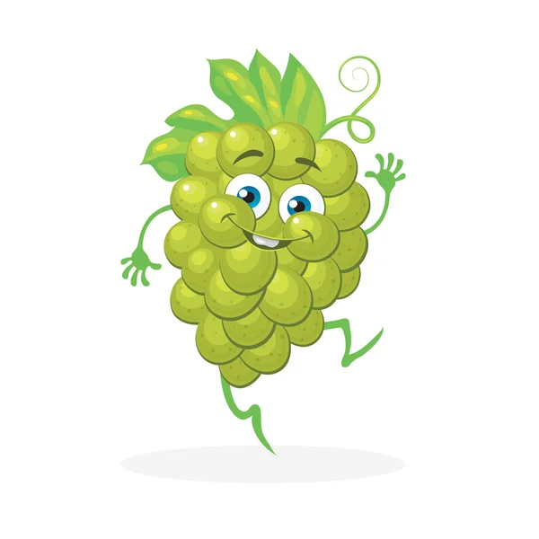 Cute grapes on a white background. Vector character. — Stock Vector