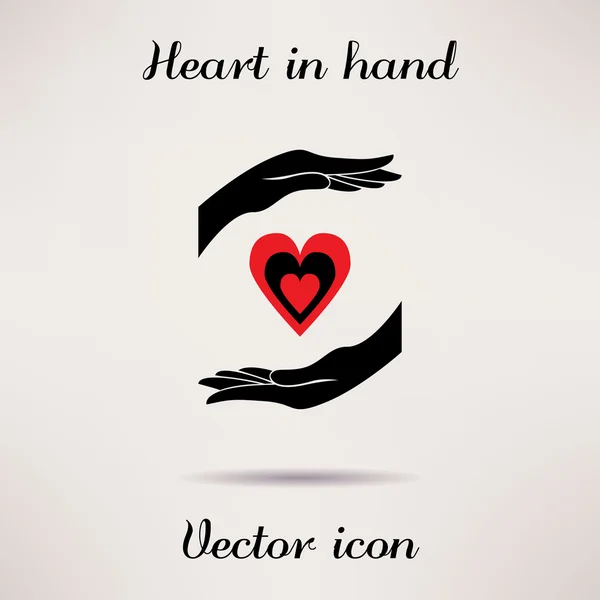 Pictografía del corazón en la mano Icono vectorial Plantilla para el diseño . — Archivo Imágenes Vectoriales