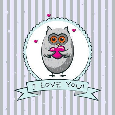 Sevgililer günü tebrik kartı ile baykuşlar. Vektör