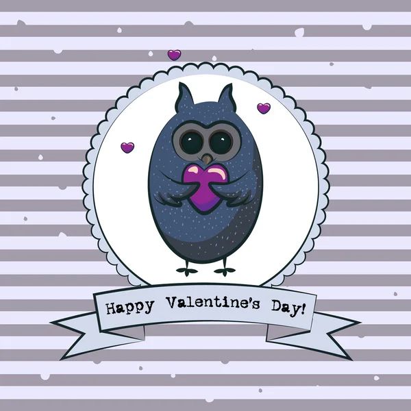 De dag van Valentijnskaarten wenskaart met uilen. Vector — Stockvector