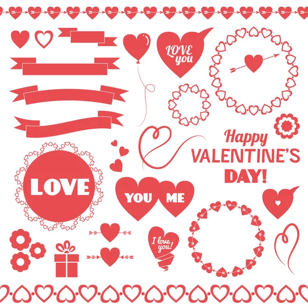 Set of vector elements for Valentines Day. — Stock Vector