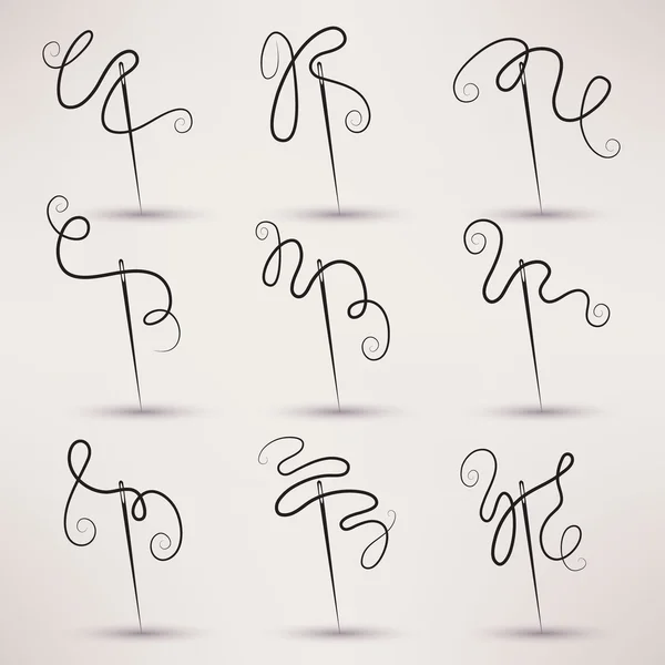 Needle and thread icon vector set in flat style. — Stock Vector