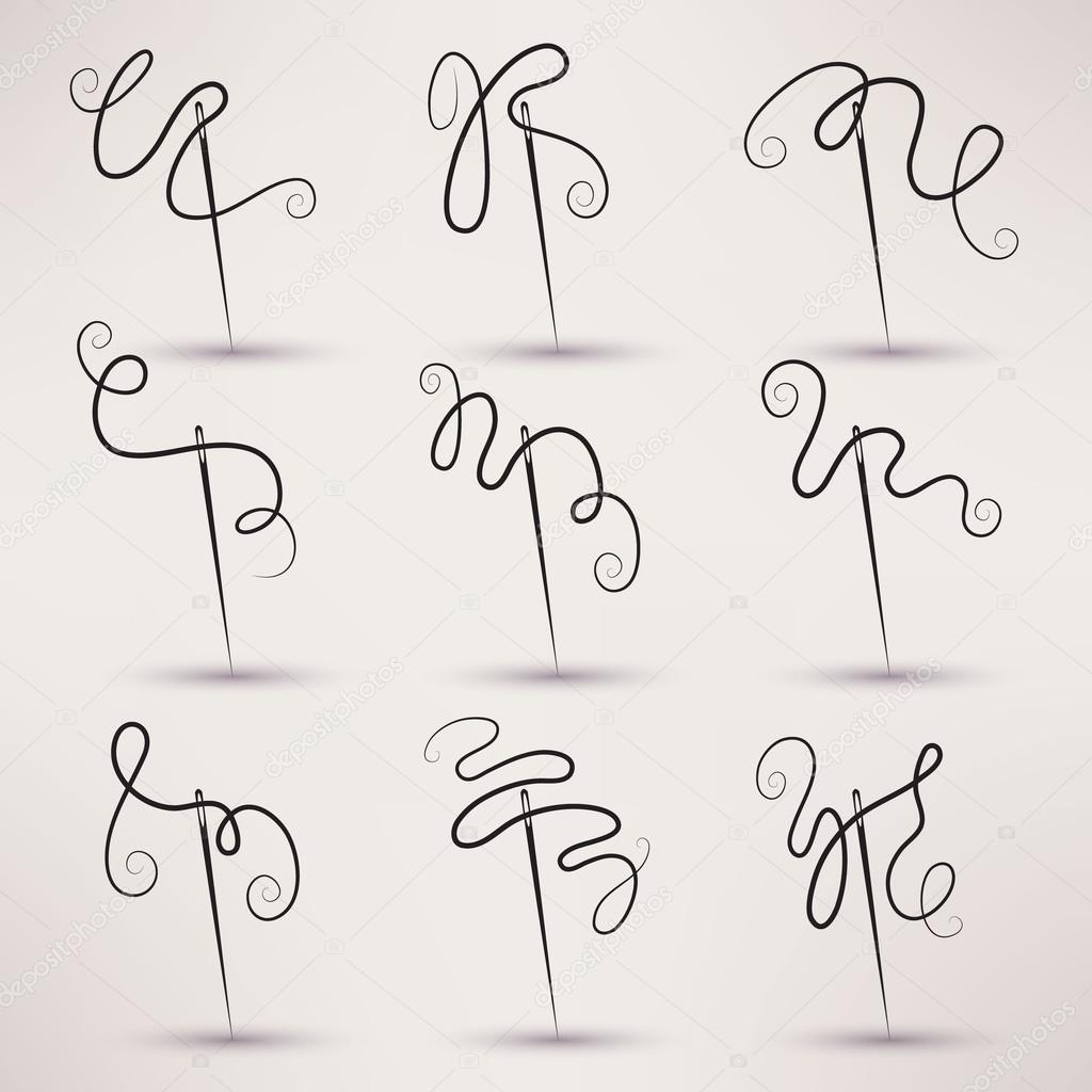 needle and thread icon vector set in flat style.