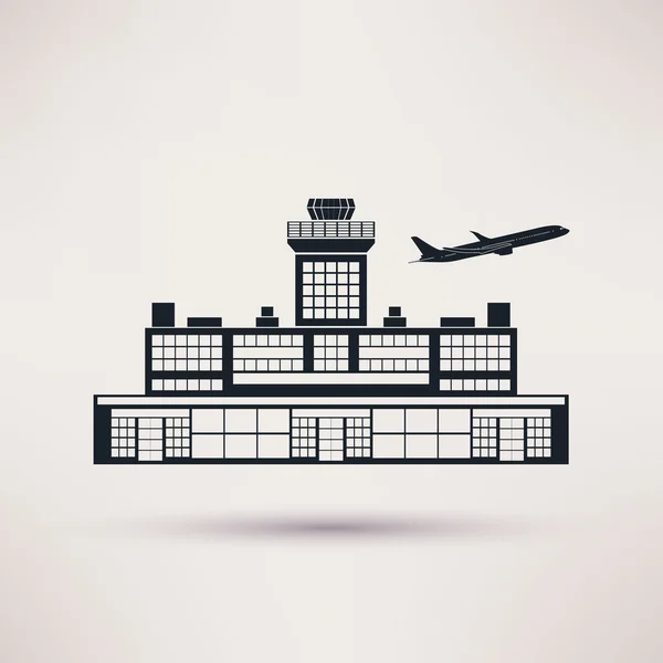 Edificio aeropuerto. Icono en el estilo plano . — Vector de stock