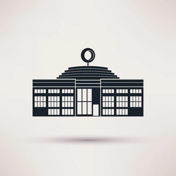 Edificio de exhibición de automóviles. Icono en el estilo plano . — Vector de stock