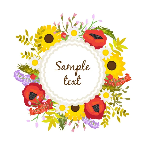 Floral Frame Vector. Circular ornament flowers. — Stock Vector