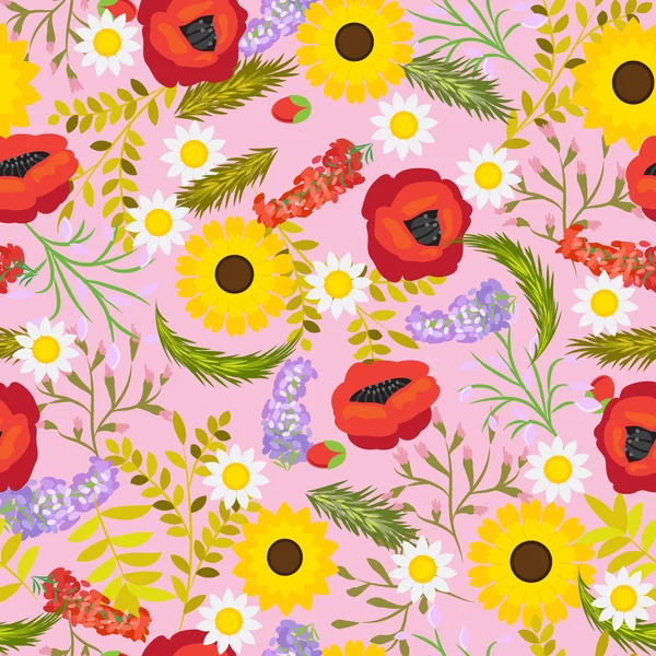 Flores de fondo vectorial sin costura floral — Archivo Imágenes Vectoriales