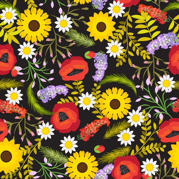 Floral naadloze vector achtergrond bloemen — Stockvector