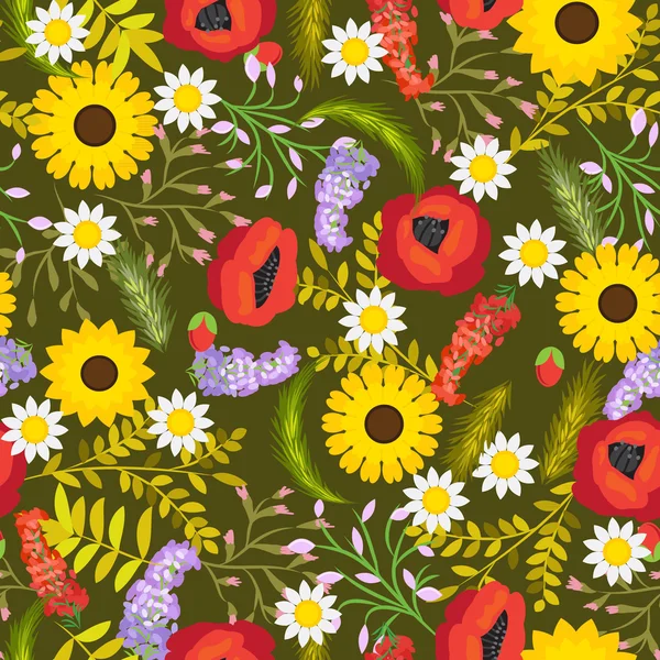 Flores de fondo vectorial sin costura floral — Vector de stock