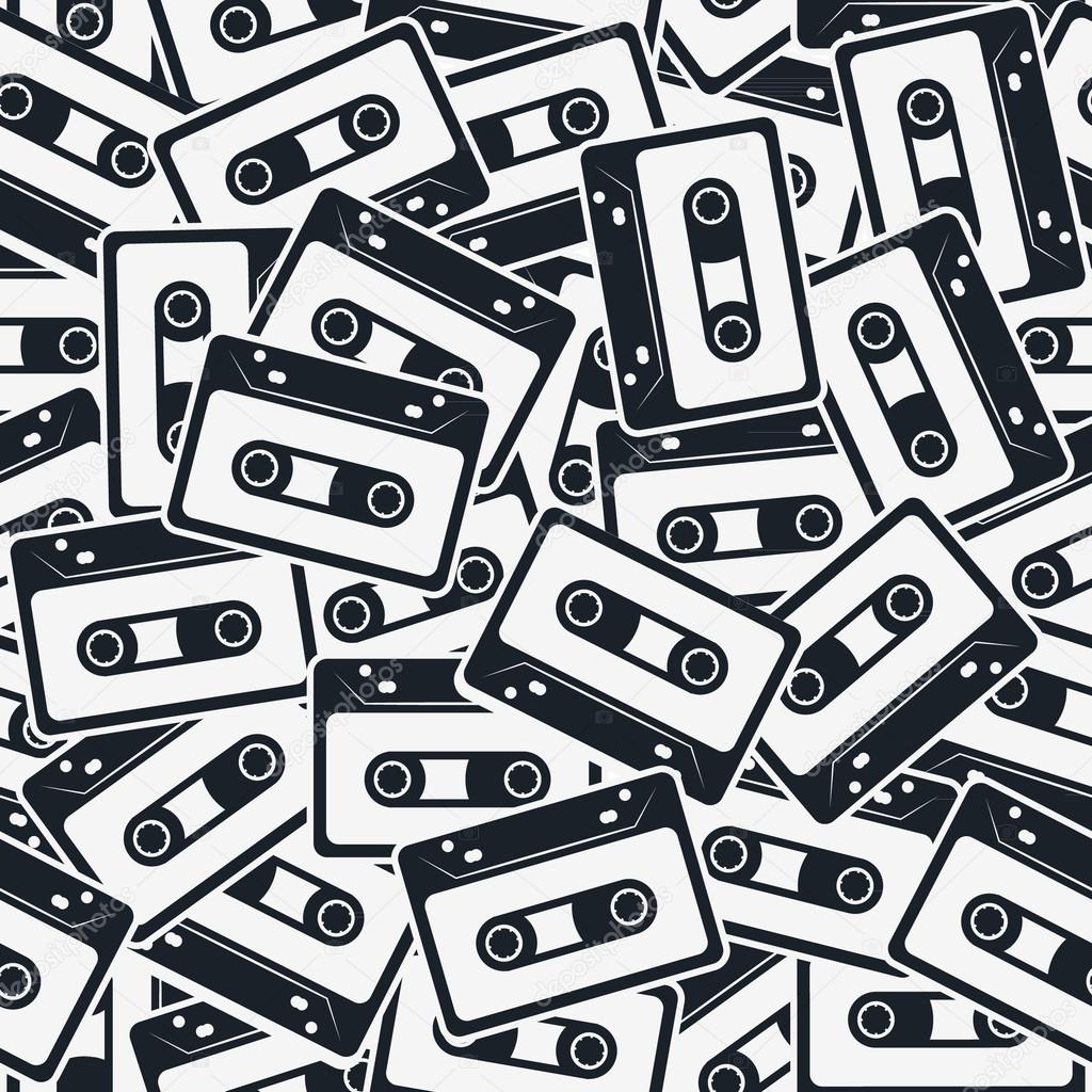 Cassettes vector seamless pattern In Retro style.