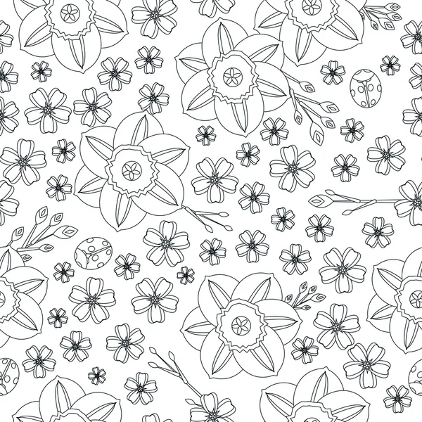 Primavera floral sin costura vector de fondo — Archivo Imágenes Vectoriales