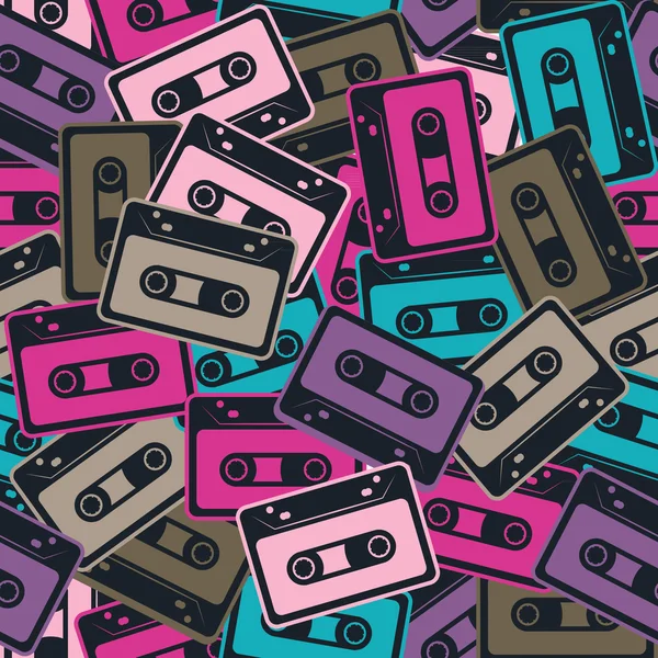 Cassettes vectoriel motif sans couture Dans le style rétro . — Image vectorielle