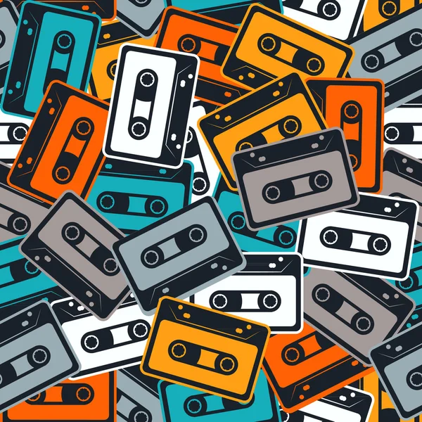 Cassettes vector naadloze patroon In Retro stijl. — Stockvector
