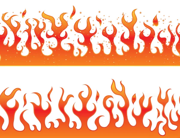 Flammen auf weißem Hintergrund - durchgehender Bordstein — Stockvektor