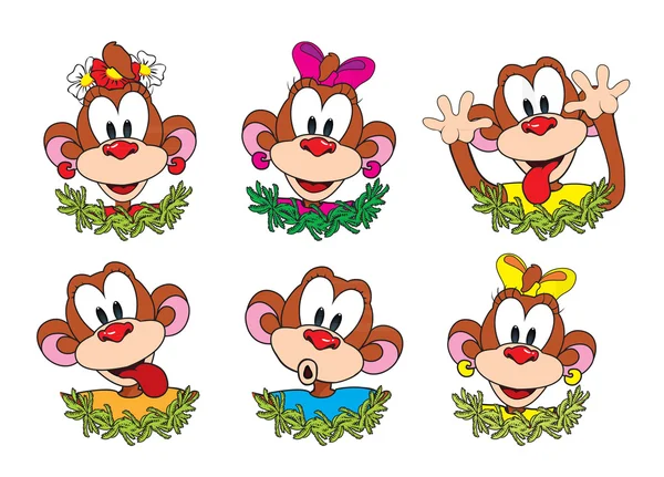 Imposta scimmie divertenti. Simbolo dell'anno 2016 . — Vettoriale Stock