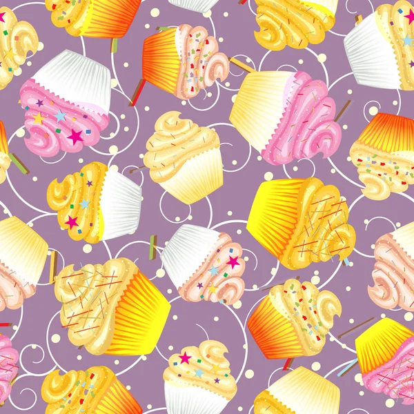 Cupcakes con fondo crema — Vector de stock