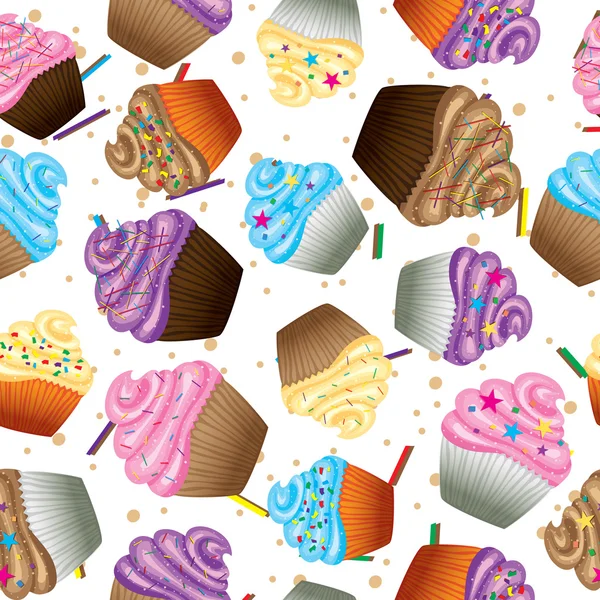 Cupcakes con fondo crema — Archivo Imágenes Vectoriales