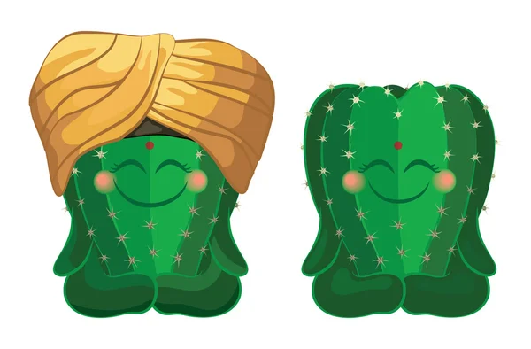 Cactus sitter i lotusställning. — Stock vektor