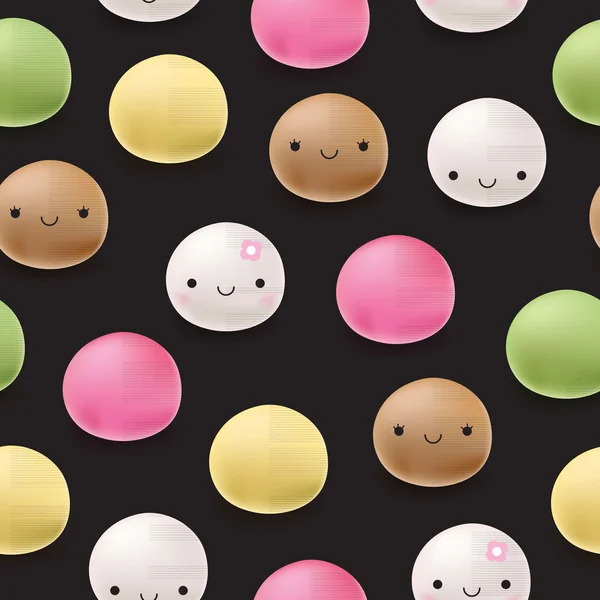 Motif japonais mochi riz desserts — Image vectorielle