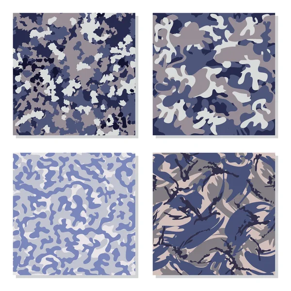 Seamless set of camouflage patterns — Stock Vector