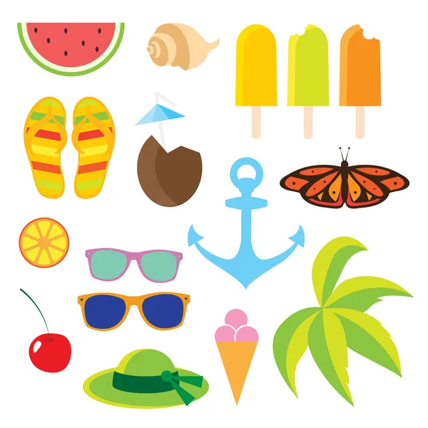 Set flat icons Travel and line length summer. — Stock Vector