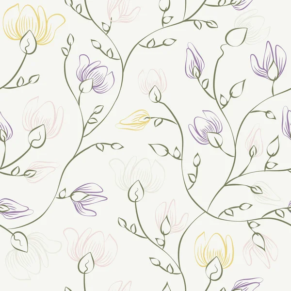 Floral print naadloze achtergrond — Stockvector