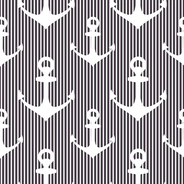 Black and white seamless pattern with anchors. — Stock Vector