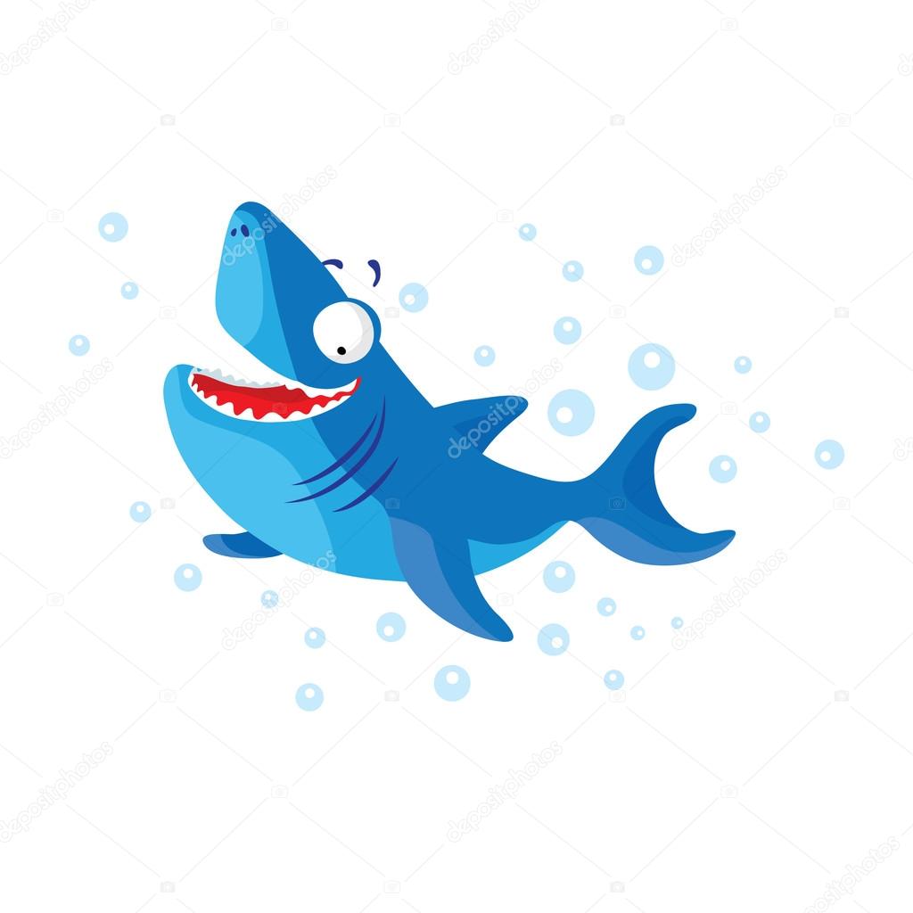 Cute shark isolated. T-Shirt design for children.