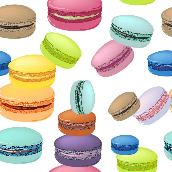 Pattern with colorful macaroons cookies. — Stockvector