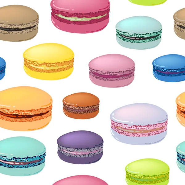 Pattern with colorful macaroons cookies. — Stockvector