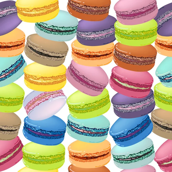 Pattern with colorful macaroons cookies. — Stock vektor