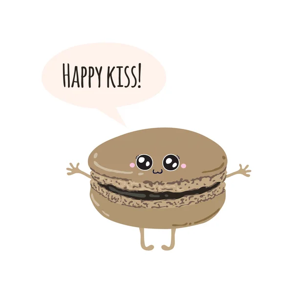 Greeting card with cute macaroon. — Stockvector