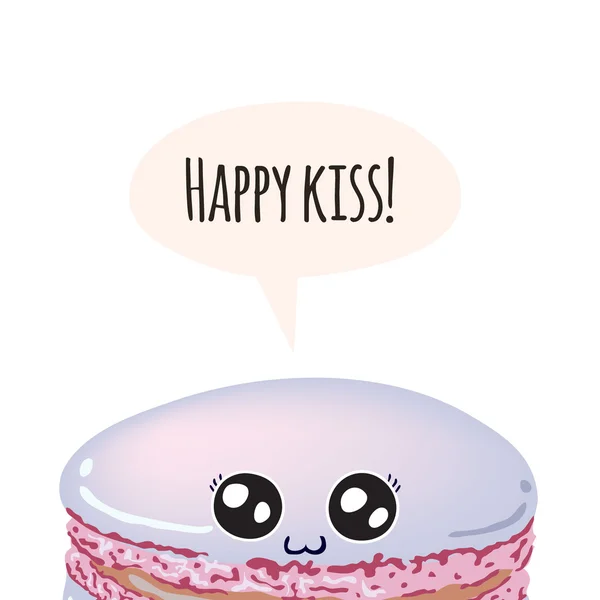 Greeting card with cute macaroon. — Stok Vektör