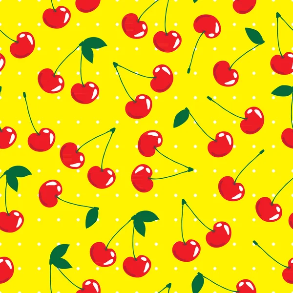 Cherries seamless pattern — Stock Vector
