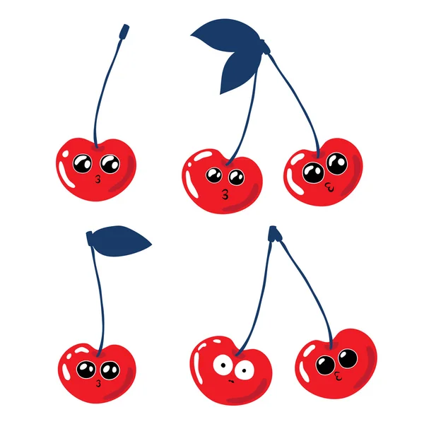 Set of funny cherries — Stock Vector