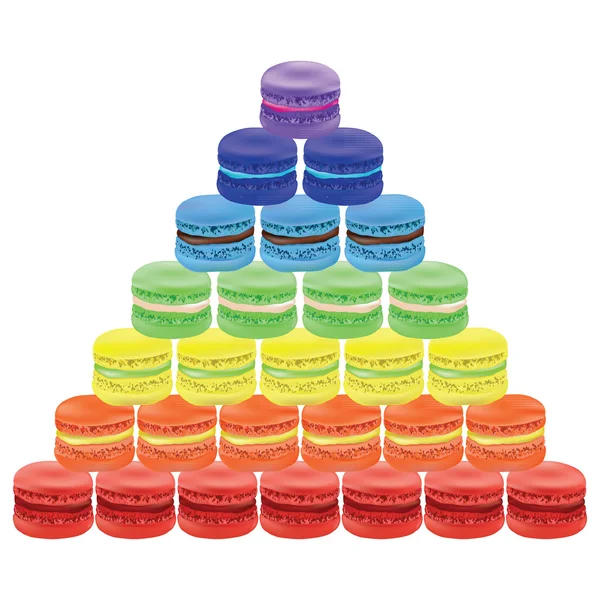Pyramid of macaroons illustration — Stock Vector