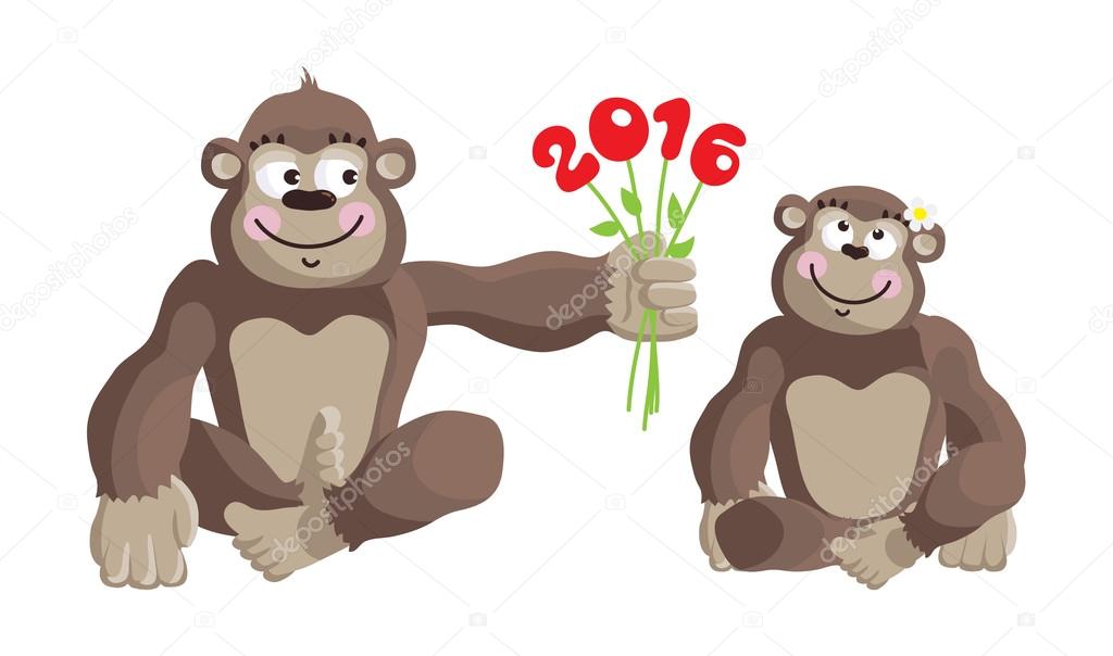 Postcard Year of the Monkey 2016.