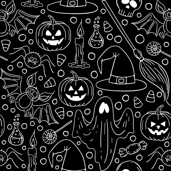 Halloween padrão sem costura. — Vetor de Stock