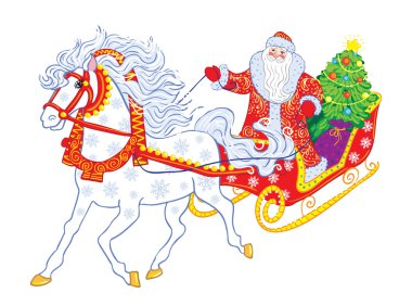 Bir atlı kızak içinde Rusya Büyükbaba Frost